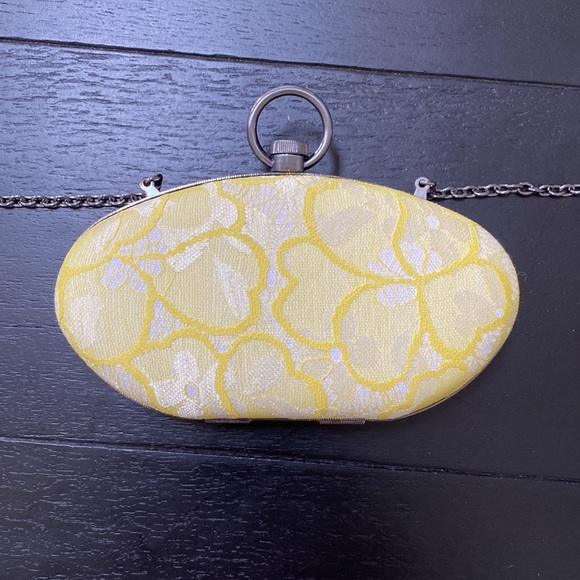 Prabal Gurung for Target Bag. Yellow Floral with Metal Chain and Detailing. - Picture 2 of 9